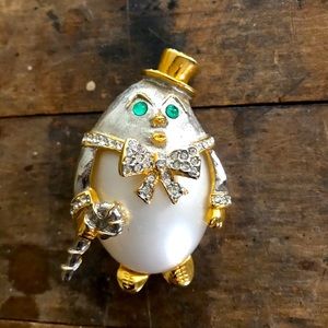Kenneth Jay Lane Humpty Dumpty pin vintage